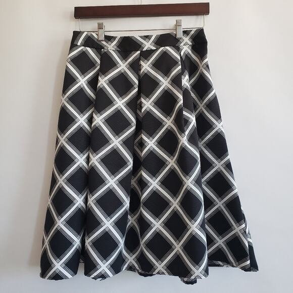 Women's full midi skirt black white Express size 8 - Picture 6 of 7